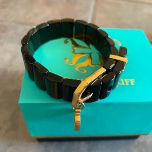 Black and Gold Rustic Cuff Bracelet